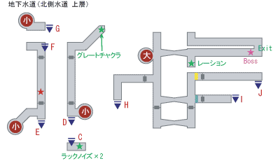 地図：地下水道（北側水道 上層）